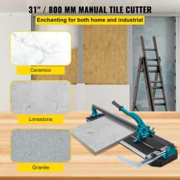 image-VEVOR Tile Cutter 31 Inch,Manual Tile Cutter Single Rail with Precise Laser Positioning, Alloy Cutter Wheel with Ergonomic Handle, Accurate Rulers, For Large Tile 0.24"-0.59" Thickness