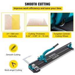 image-VEVOR Tile Cutter 31 Inch,Manual Tile Cutter Single Rail with Precise Laser Positioning, Alloy Cutter Wheel with Ergonomic Handle, Accurate Rulers, For Large Tile 0.24"-0.59" Thickness
