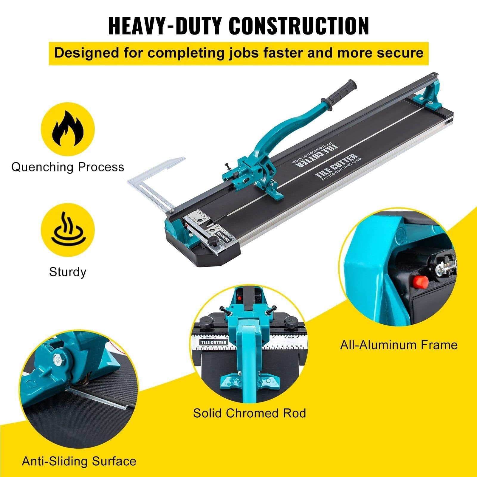 image-VEVOR Tile Cutter 31 Inch,Manual Tile Cutter Single Rail with Precise Laser Positioning, Alloy Cutter Wheel with Ergonomic Handle, Accurate Rulers, For Large Tile 0.24"-0.59" Thickness