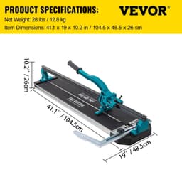 image-VEVOR Tile Cutter 31 Inch,Manual Tile Cutter Single Rail with Precise Laser Positioning, Alloy Cutter Wheel with Ergonomic Handle, Accurate Rulers, For Large Tile 0.24"-0.59" Thickness