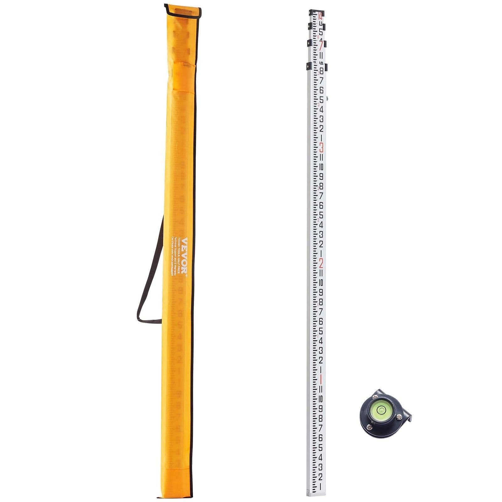 image-VEVOR Measuring Rod 14-Feet/8ths 4 Sections Telescopic Grade Rod 1/8in w/ Bag