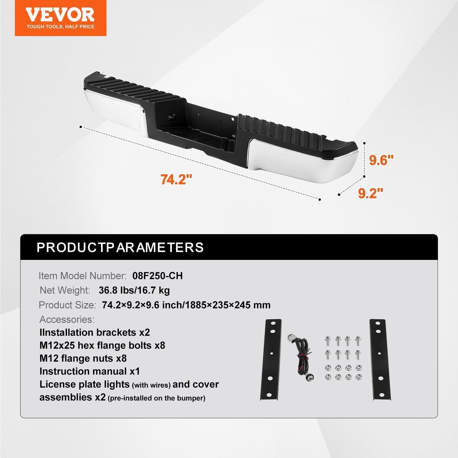 image-VEVOR Rear Step Bumper Steel Bumper for 2008-2016-Ford F250/Ford F350 Super Duty