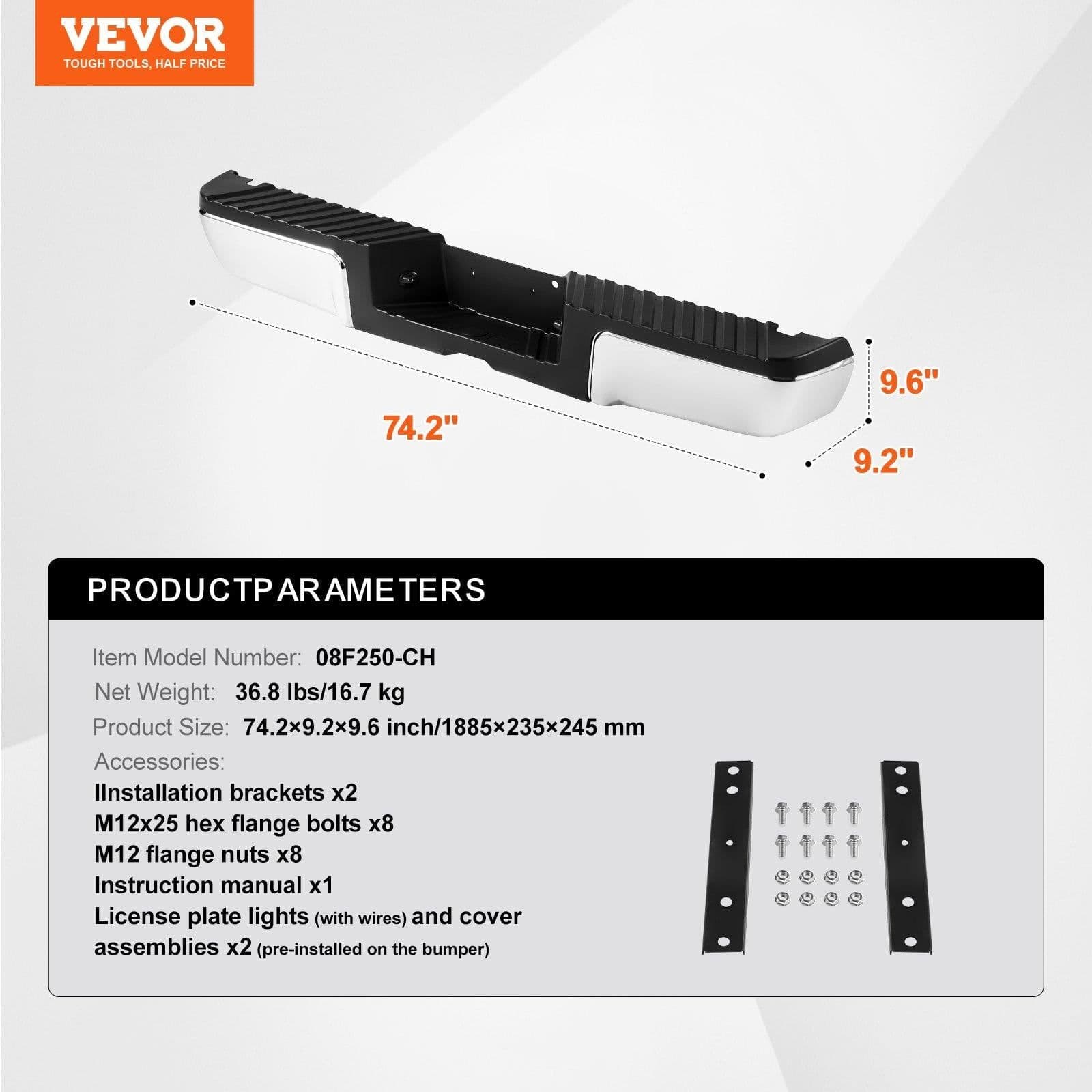 image-VEVOR Rear Step Bumper Steel Bumper for 2008-2016-Ford F250/Ford F350 Super Duty