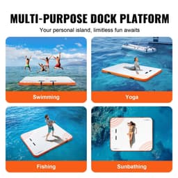 image-VEVOR Inflatable Floating Dock, 6 x 5FT Inflatable Dock Platform, Non-Slip Water Floating Dock Mat with Portable Carrying Bag & Detachable Ladder, Floating Platform Island Raft for Pool Beach Ocean