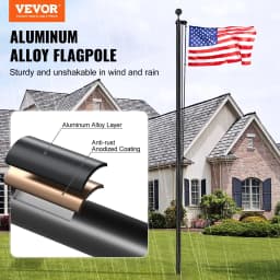 image-VEVOR 30FT Sectional Flag pole Kit, Heavy Duty Aluminum Alloy in Ground Flag poles for Outside, 3 Display Modes Flagpole with 3x5 American Flag, Professional Accessories, Black