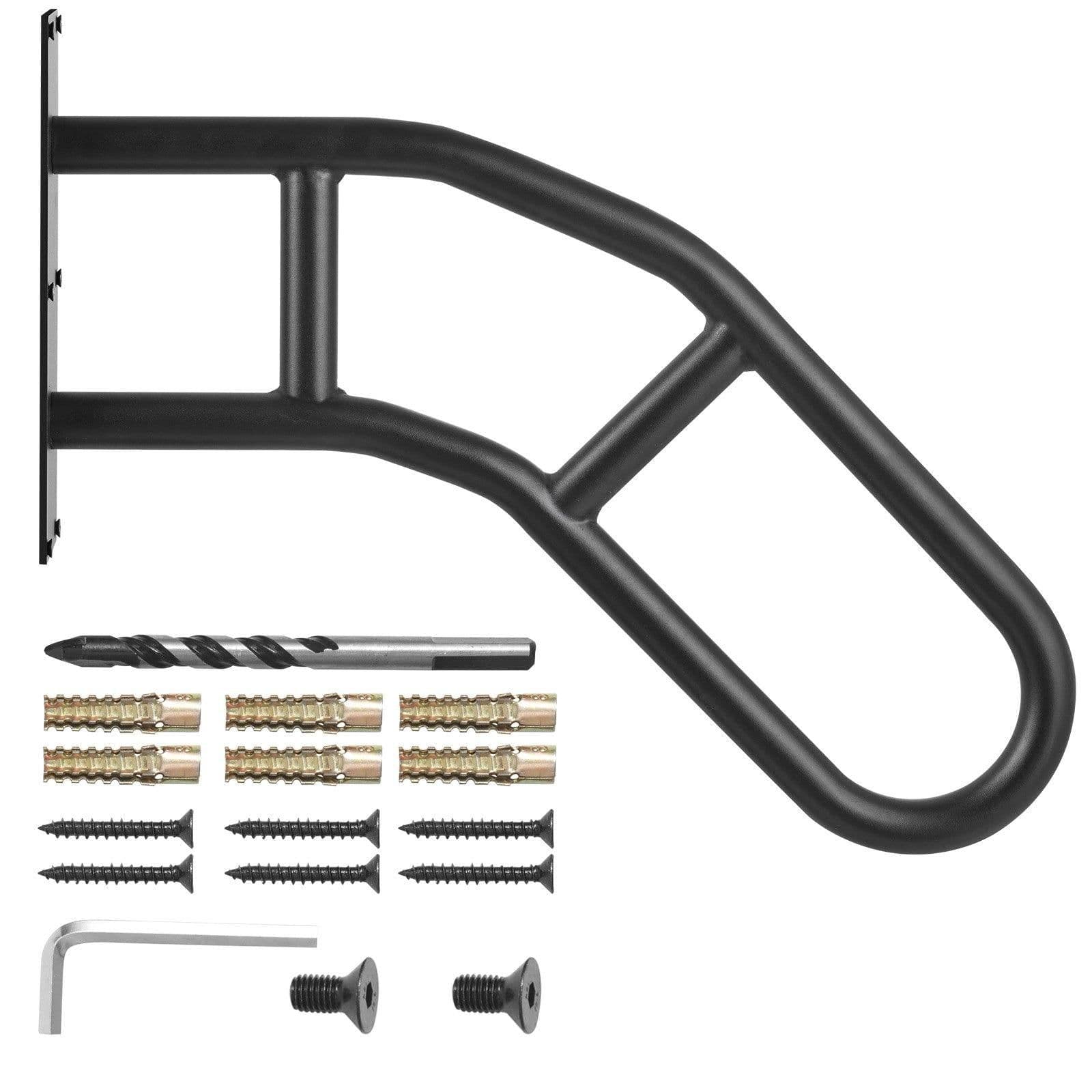 image-VEVOR Handrails for Outdoor Steps, 29" Length Wall Mount Safety Railings for 1-3 Steps, U-Shaped Handrail with Matte Black Finished, Stair Handrails for Kids, Elderly, Pregnant Women, Disabled