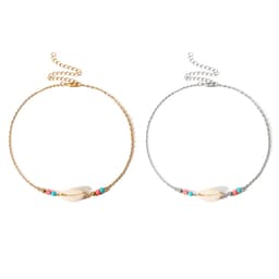image-European and American cross-border jewelry Simple ethnic style shell necklace for women Personality and versatile contrasting color bead handmade necklace