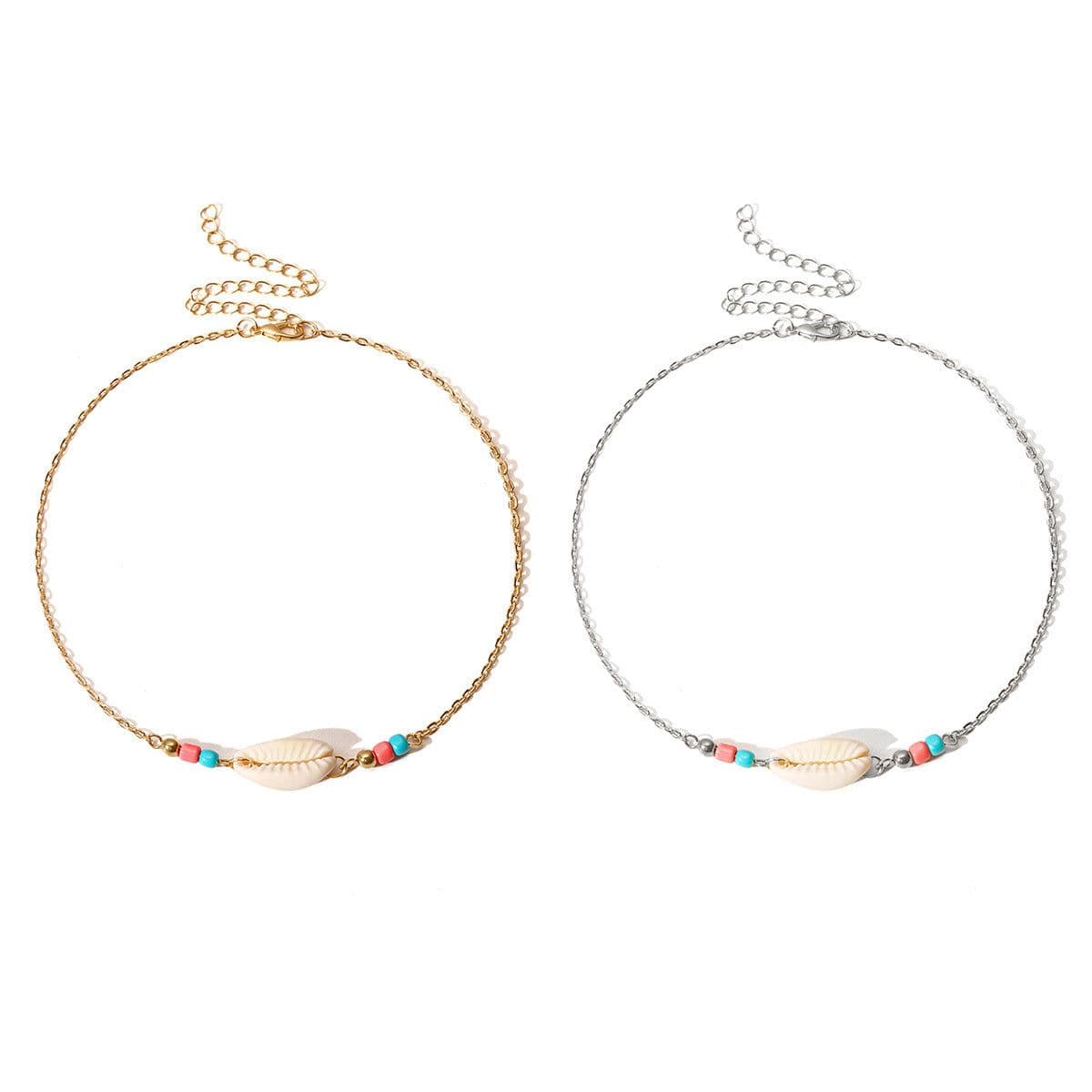 image-European and American cross-border jewelry Simple ethnic style shell necklace for women Personality and versatile contrasting color bead handmade necklace