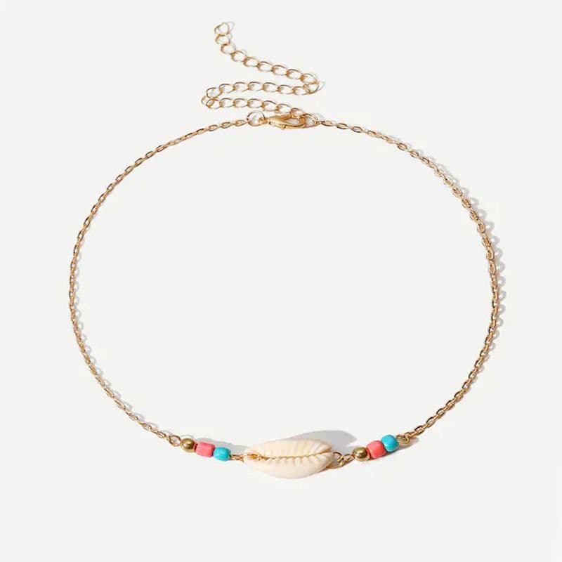image-European and American cross-border jewelry Simple ethnic style shell necklace for women Personality and versatile contrasting color bead handmade necklace