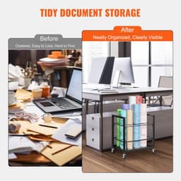 image-VEVOR Blueprint Storage Rack, 12 Slots Blueprint Holder with Wheels, Mobile Metal Blueprint Storage Cart for Map Poster Architectural Construction Plan, Roll File Organizer for Home, Office, School