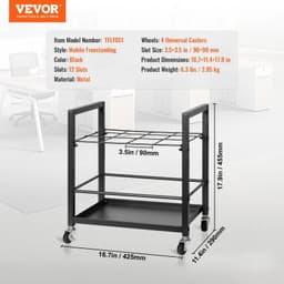 image-VEVOR Blueprint Storage Rack, 12 Slots Blueprint Holder with Wheels, Mobile Metal Blueprint Storage Cart for Map Poster Architectural Construction Plan, Roll File Organizer for Home, Office, School
