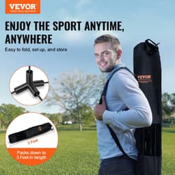 image-VEVOR Badminton Net, Height Adjustable Volleyball Net, 14ft Wide Foldable Pickleball Net, Portable Easy Setup Tennis Net Set with Poles, Stand and Carry Bag, for Kids Backyard Game Indoor Outdoor Use