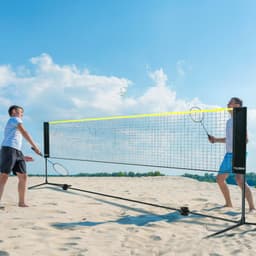 image-VEVOR Badminton Net, Height Adjustable Volleyball Net, 14ft Wide Foldable Pickleball Net, Portable Easy Setup Tennis Net Set with Poles, Stand and Carry Bag, for Kids Backyard Game Indoor Outdoor Use