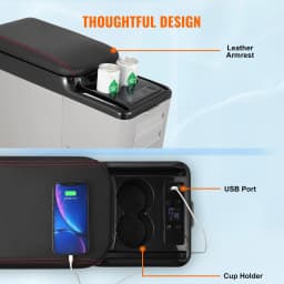 image-VEVOR Car Refrigerator, 12 Volt Car Armrest Refrigerator Fridge, 15 L Single Zone Portable Freezer, -4℉-68℉ Adjustable Range, 12/24V DC and 100-240V AC Compressor Cooler for Outdoor, Camping
