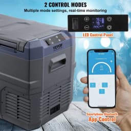 image-VEVOR Car Refrigerator, 12 Volt Car Refrigerator Fridge, 32 L Dual Zone Portable Freezer, -4℉-68℉ Adjustable Range, 12/24V DC and 100-240V AC Compressor Cooler for Outdoor, Camping, RV