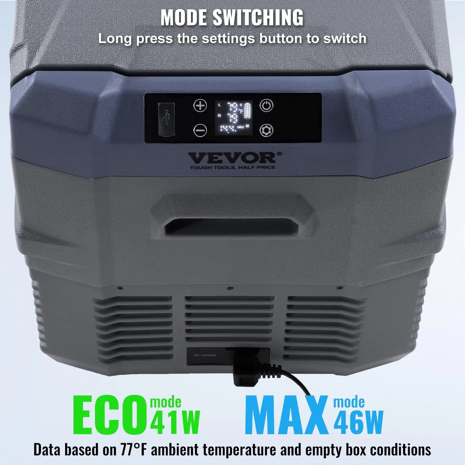 image-VEVOR Car Refrigerator, 12 Volt Car Refrigerator Fridge, 32 L Dual Zone Portable Freezer, -4℉-68℉ Adjustable Range, 12/24V DC and 100-240V AC Compressor Cooler for Outdoor, Camping, RV
