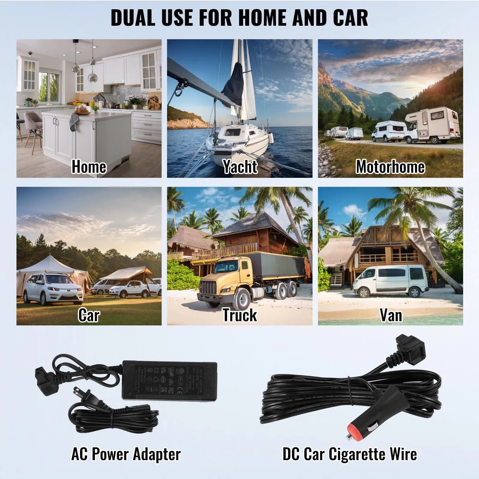 image-VEVOR Car Refrigerator, 12 Volt Car Refrigerator Fridge, 32 L Dual Zone Portable Freezer, -4℉-68℉ Adjustable Range, 12/24V DC and 100-240V AC Compressor Cooler for Outdoor, Camping, RV