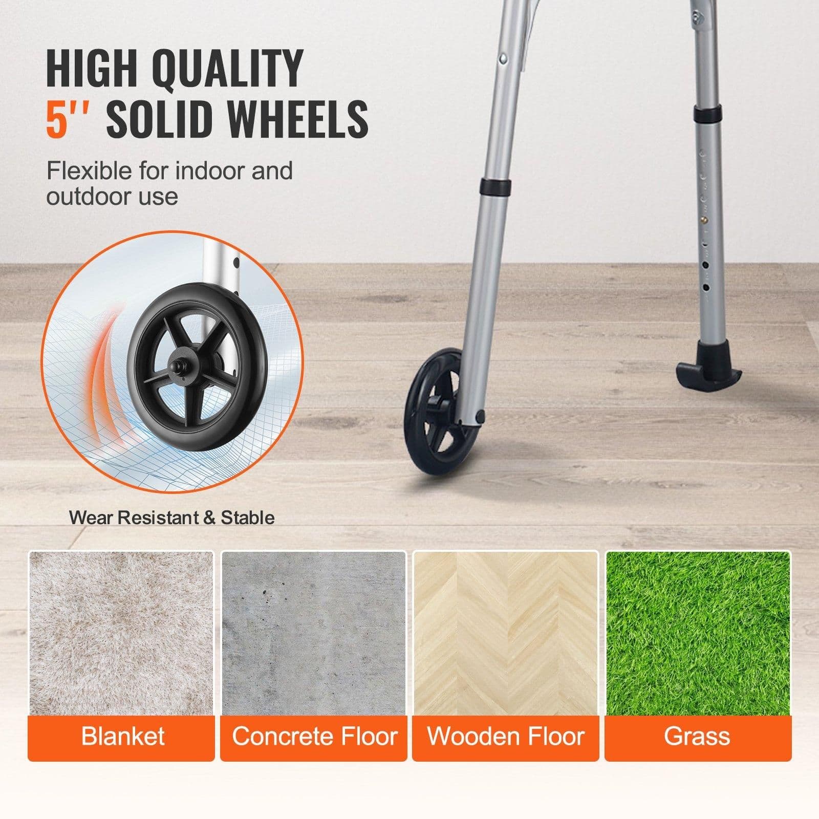 image-VEVOR Folding Walker on Wheels, 3-in-1 Stand-Assist Folding Walkers with Adjustable Height and Width, Lightweight Aluminum | Front Wheeled Mobility Aid for Elderly Handicapped Disabled, Up to 350LBS