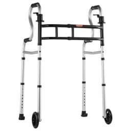 image-VEVOR Folding Walker on Wheels, 3-in-1 Stand-Assist Folding Walkers with Adjustable Height and Width, Lightweight Aluminum | Front Wheeled Mobility Aid for Elderly Handicapped Disabled, Up to 350LBS