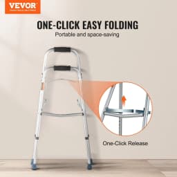image-VEVOR Folding Hemi Walker, One Arm Folding Walker for Seniors with 6-Level Adjustable Height, Lightweight Aluminum | Side One-Hand Style Mobility Aid for Elderly Handicapped Disabled, Up to 350LBS