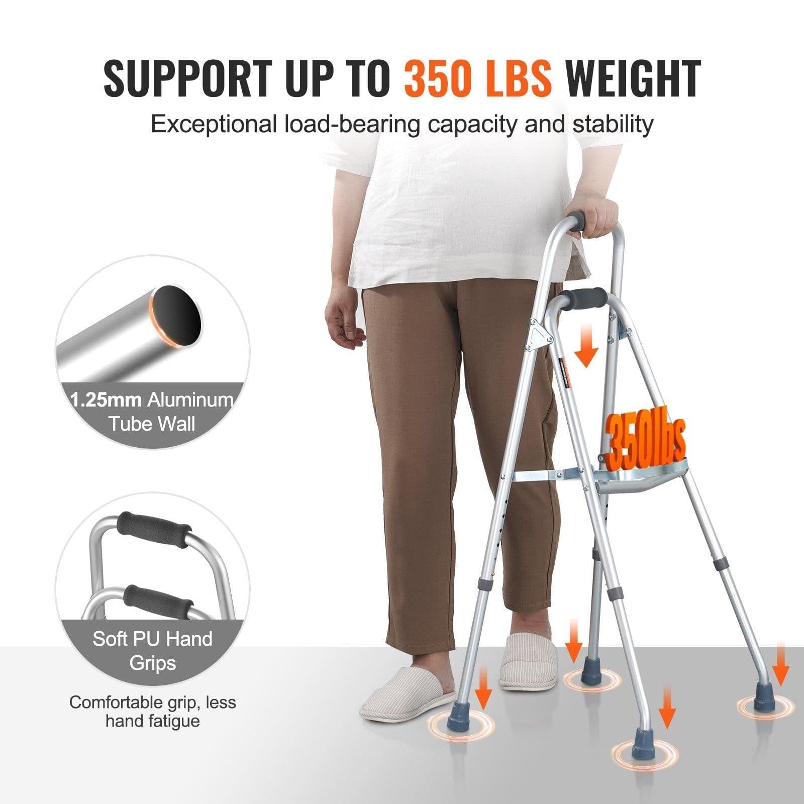 image-VEVOR Folding Hemi Walker, One Arm Folding Walker for Seniors with 6-Level Adjustable Height, Lightweight Aluminum | Side One-Hand Style Mobility Aid for Elderly Handicapped Disabled, Up to 350LBS