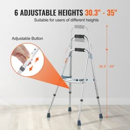 image-VEVOR Folding Hemi Walker, One Arm Folding Walker for Seniors with 6-Level Adjustable Height, Lightweight Aluminum | Side One-Hand Style Mobility Aid for Elderly Handicapped Disabled, Up to 350LBS