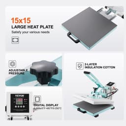 image-Vevor 15x15" Slide Out Heat Press Machine - Green 1400W