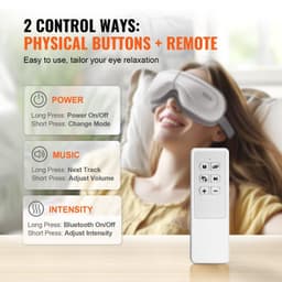 image-VEVOR Eye Massager with Heat & Remote Eye Care Device 5 Modes Bluetooth Music