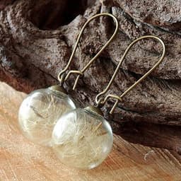 image-Small fresh transparent glass ball earrings crystal ball ear jewelry dandelion seed 16MM glass ball ear hook female