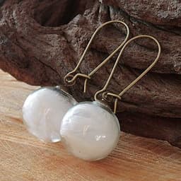 image-Small fresh transparent glass ball earrings crystal ball ear jewelry dandelion seed 16MM glass ball ear hook female