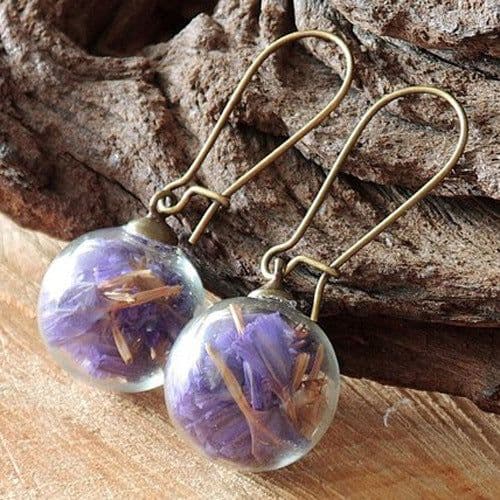 image-Small fresh transparent glass ball earrings crystal ball ear jewelry dandelion seed 16MM glass ball ear hook female