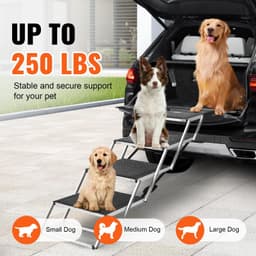 image-VEVOR Dog Stair for Cars 4-step Folding Dog Steps Aluminum Loads up to 250 lbs