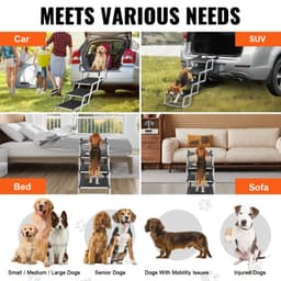 image-VEVOR Dog Stair for Cars 4-step Folding Dog Steps Aluminum Loads up to 250 lbs