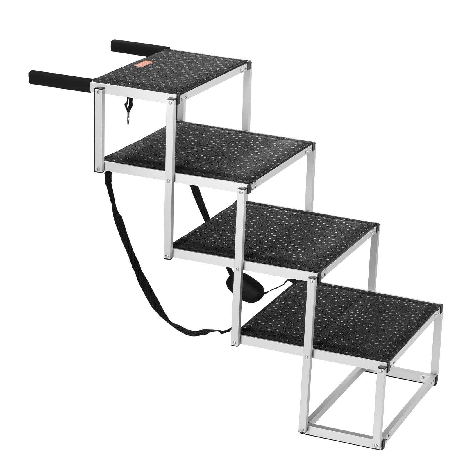 image-VEVOR Dog Stair for Cars 4-step Folding Dog Steps Aluminum Loads up to 250 lbs