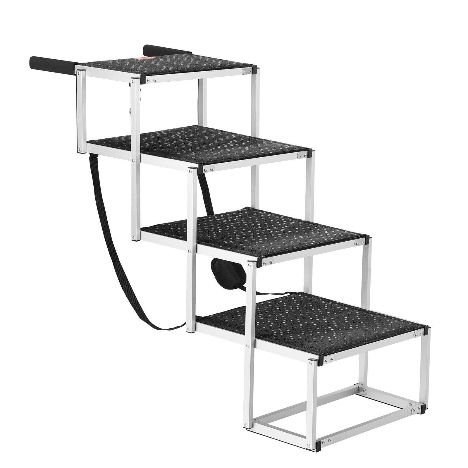 image-VEVOR Dog Stair for Cars 4-step Folding Dog Steps Aluminum Loads up to 250 lbs
