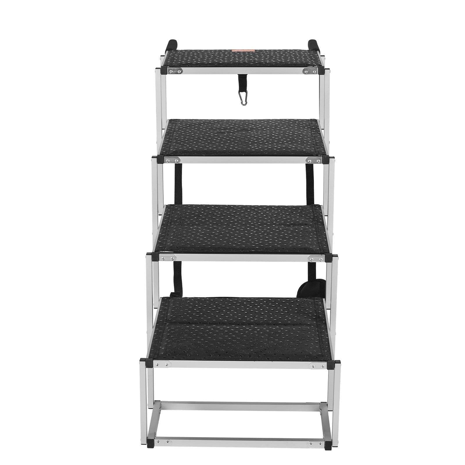image-VEVOR Dog Stair for Cars 4-step Folding Dog Steps Aluminum Loads up to 250 lbs