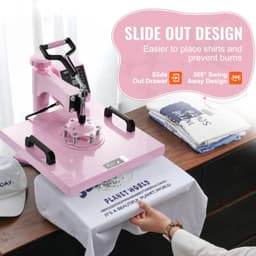 image-VEVOR Heat Press Machine, 15 x 15 inch, 8 in 1 Heat Transfer Machine with 6-30 oz Tumbler Press, 360° Swing Away T-Shirt Pressing, Digital Precise Control, for T-Shirts/Mugs/Hats/Plates, Pink