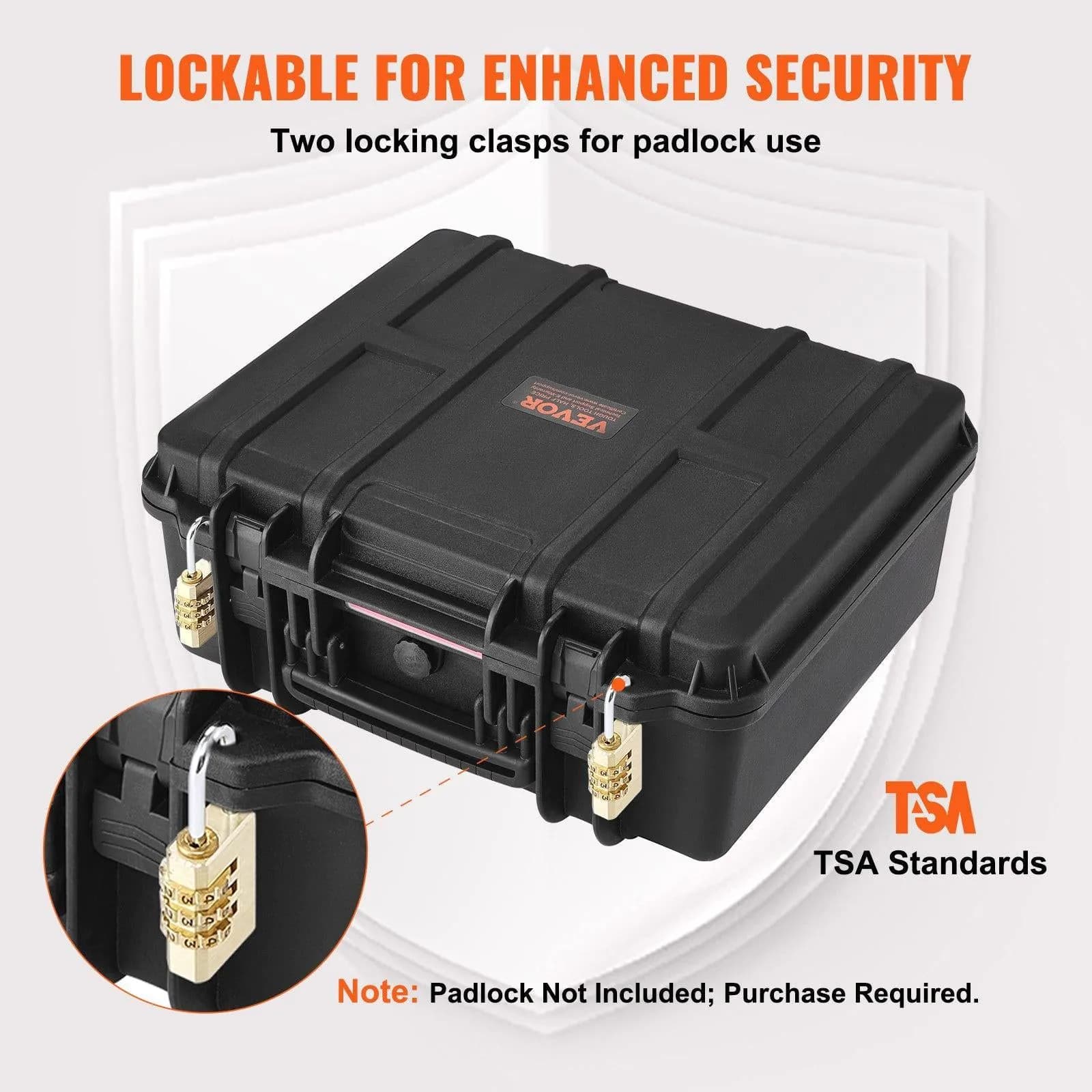 image-VEVOR Hard Pistol Cases with Pre-cut PU Foam Lockable Pistol Case for 6 Pistol