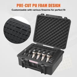 image-VEVOR Hard Pistol Cases with Pre-cut PU Foam Lockable Pistol Case for 6 Pistol