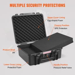 image-VEVOR Hard Pistol Cases with Pre-cut PU Foam Lockable Pistol Case for 6 Pistol