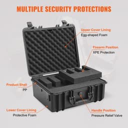 image-VEVOR Hard Pistol Cases with Pre-cut PU Foam, Waterproof & Dustproof Hard Gun Case for 1 Pistol, 18.9×16.3×8.5 in Lockable Pistol Case, Black