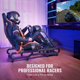 image-VEVOR Racing Wheel Stand with Wheels For Logitech G923/G920/G29, Heavy Duty Steel Driving Simulator Cockpit-Thrustmaster T248P, Steering Wheel Bracket & Foot Pedal Adjustable, Max Load 330 LBS