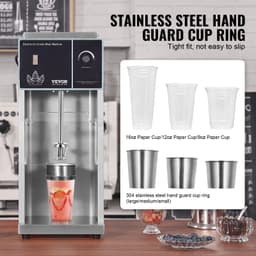 image-VEVOR Ice Cream Blender, 400W High-Speed Ice Cream Maker Mixer Stir Machine 4200RPM, Stepless Speed Adjustment, 304 Stainless Steel Ice Cream Shaker, 3 Hand Cups, Make Various Flavors of Ice Cream