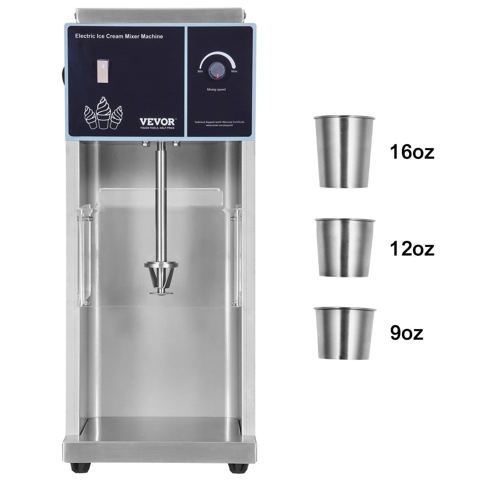 image-VEVOR Ice Cream Blender, 400W High-Speed Ice Cream Maker Mixer Stir Machine 4200RPM, Stepless Speed Adjustment, 304 Stainless Steel Ice Cream Shaker, 3 Hand Cups, Make Various Flavors of Ice Cream