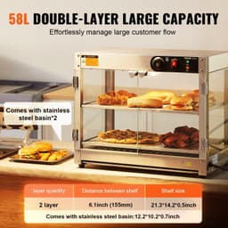 image-VEVOR 2-Tier Commercial Food Warmer Display Countertop Pizza Cabinet with Light