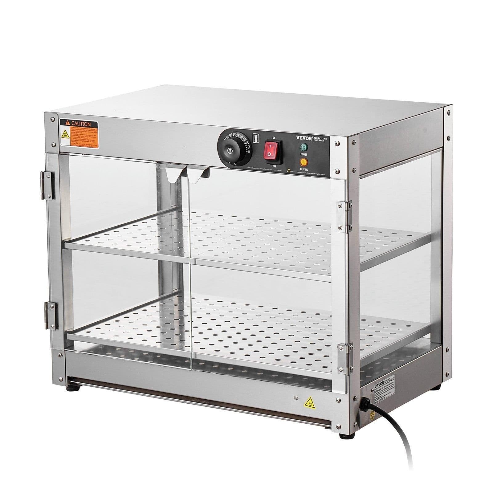 image-VEVOR 2-Tier Commercial Food Warmer Display Countertop Pizza Cabinet with Light