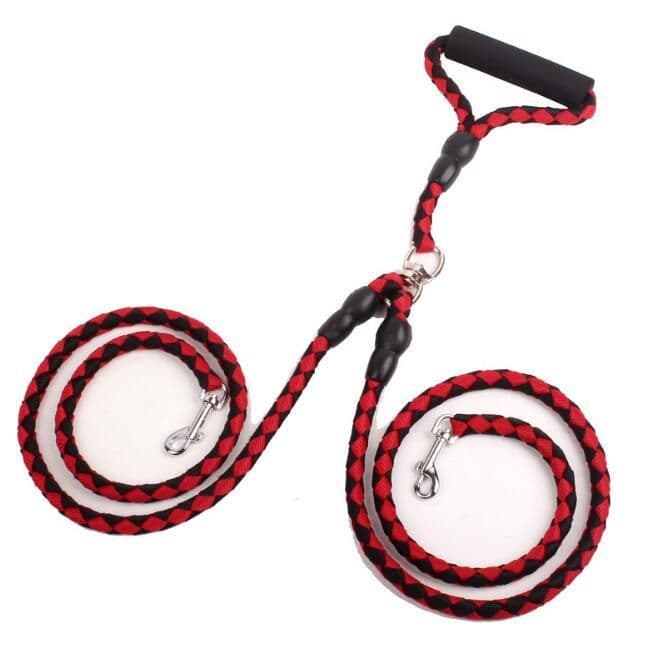 image-Double-Ended Traction Rope For Walking The Dog Hand-Double-Ended Traction Rope One Plus Two Leash Collar Pet Supplies Dog Collar