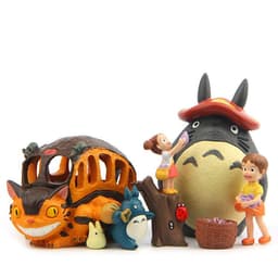 image-Cartoon Resin Cat Collecting Fruit - Blue Jicha Design