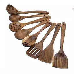 image-Spatula Kitchenware Suit Teak Head Shovel Salad Stir Soup Pasta Spoon Kitchen