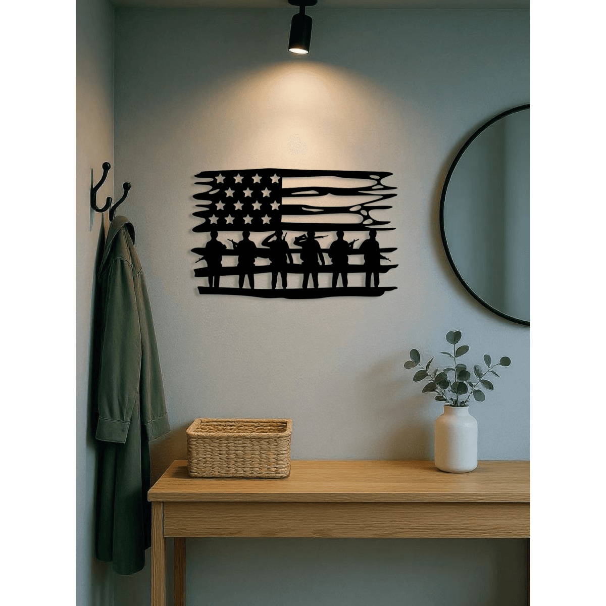 image-CIFbuy Vintage American Flag Wall Art Metal Stars Stripes